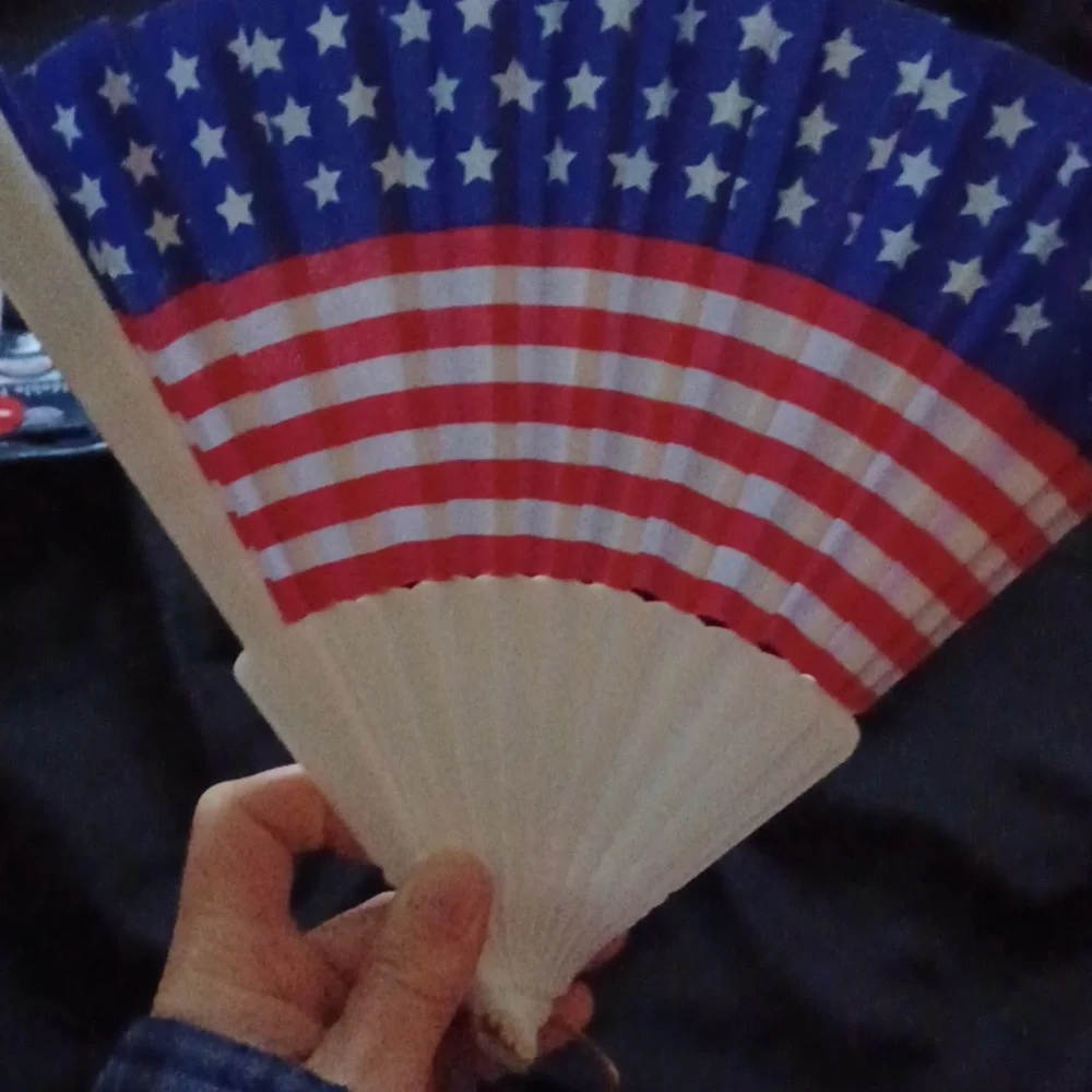 Patriotic (3) American Flag Hand Fans 9.5